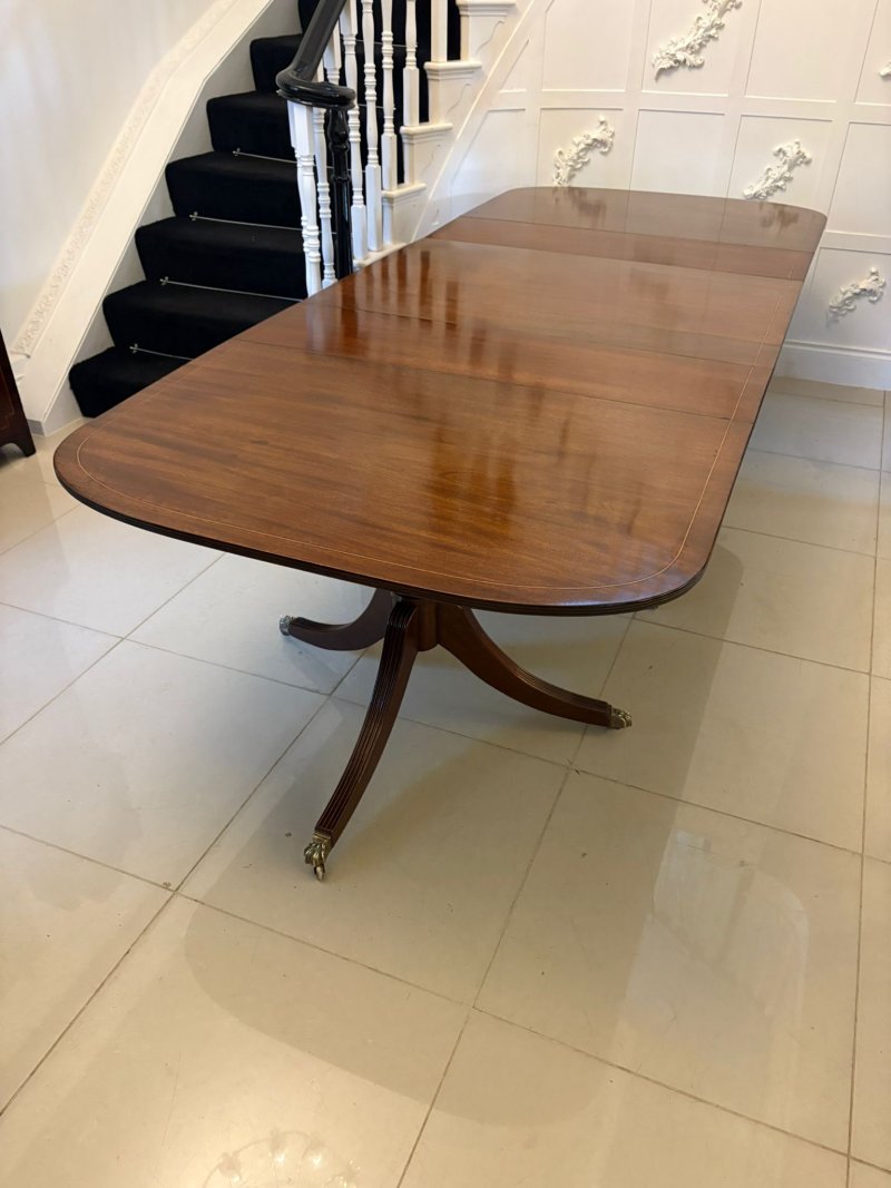 Quality Antique Edwardian 12 Seater Triple-Pedestal Dining Table